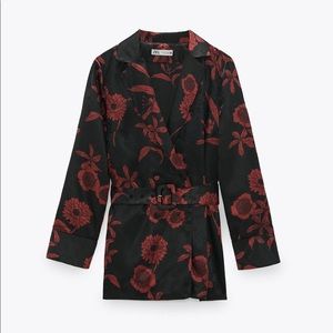 Zara printed blouse with buckle